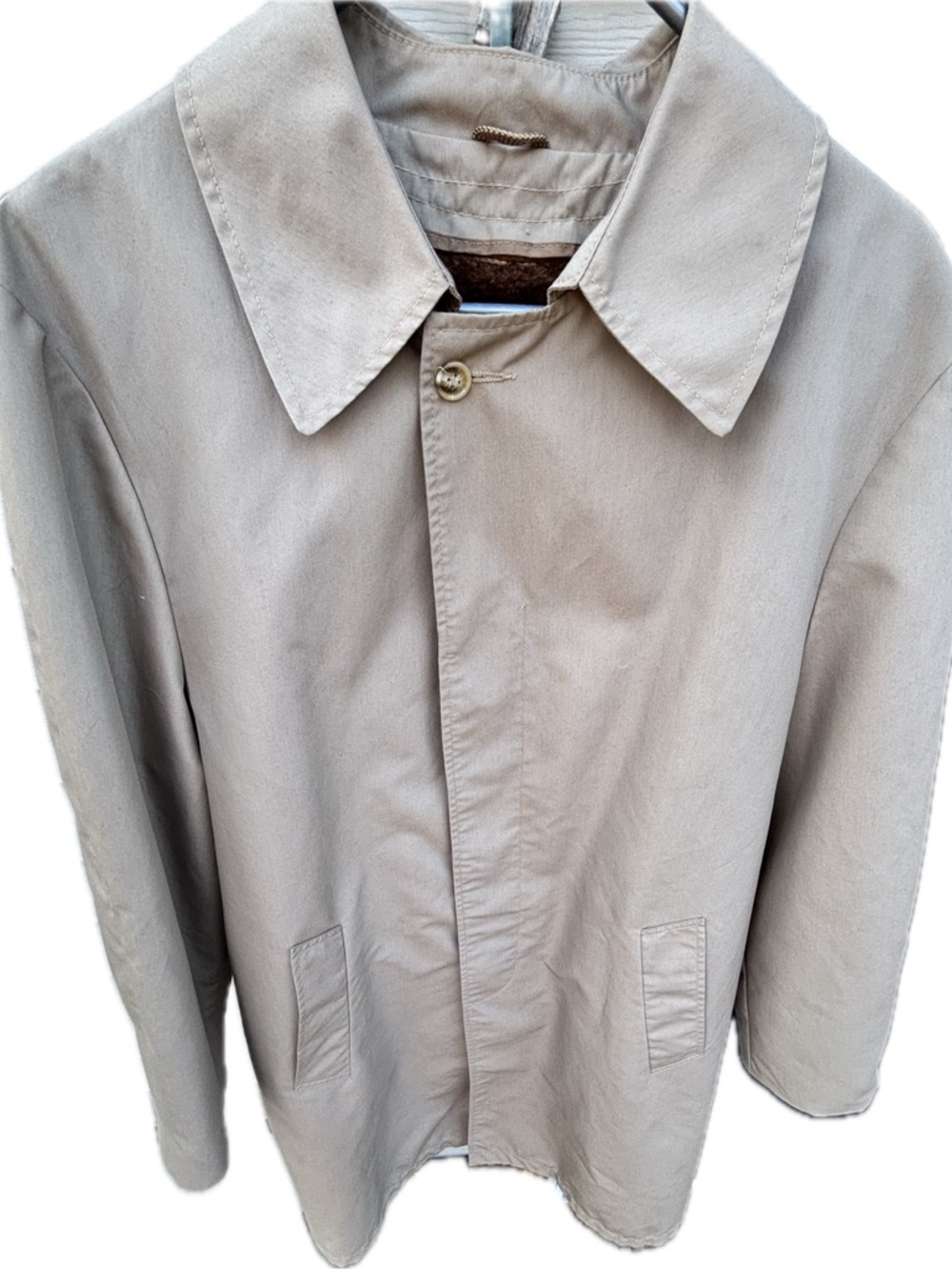 Men's Light Beige Single-Breasted Trench (Car) Coat by Sears Roebucks & Co